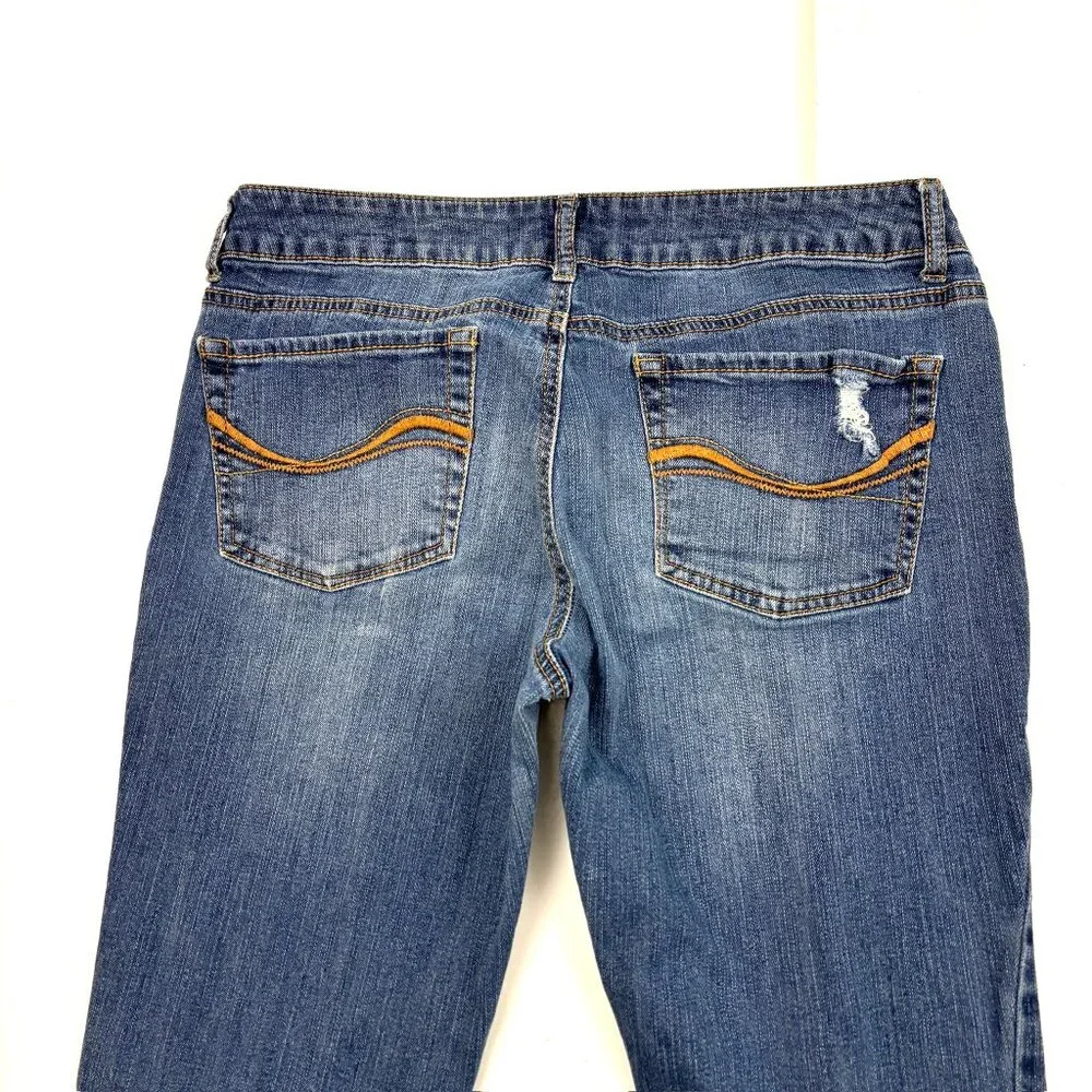 SO Distressed Bootcut Women's‎ size 11 Dark Wash Blue Denim jeans